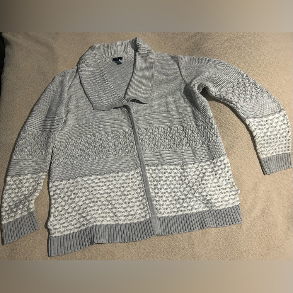 GAP Light Gray Chunky Knit Shawl Collar Cardigan